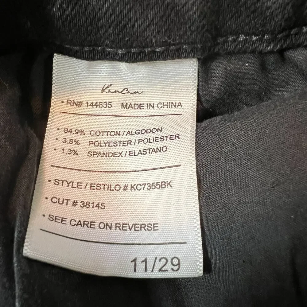 KanCan Skinny Jeans 11/29 Black Wash Women’s Raw Hem Soft Stretch Denim - Picture 5 of 11